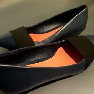 Blue, w/black embellishment strap across front